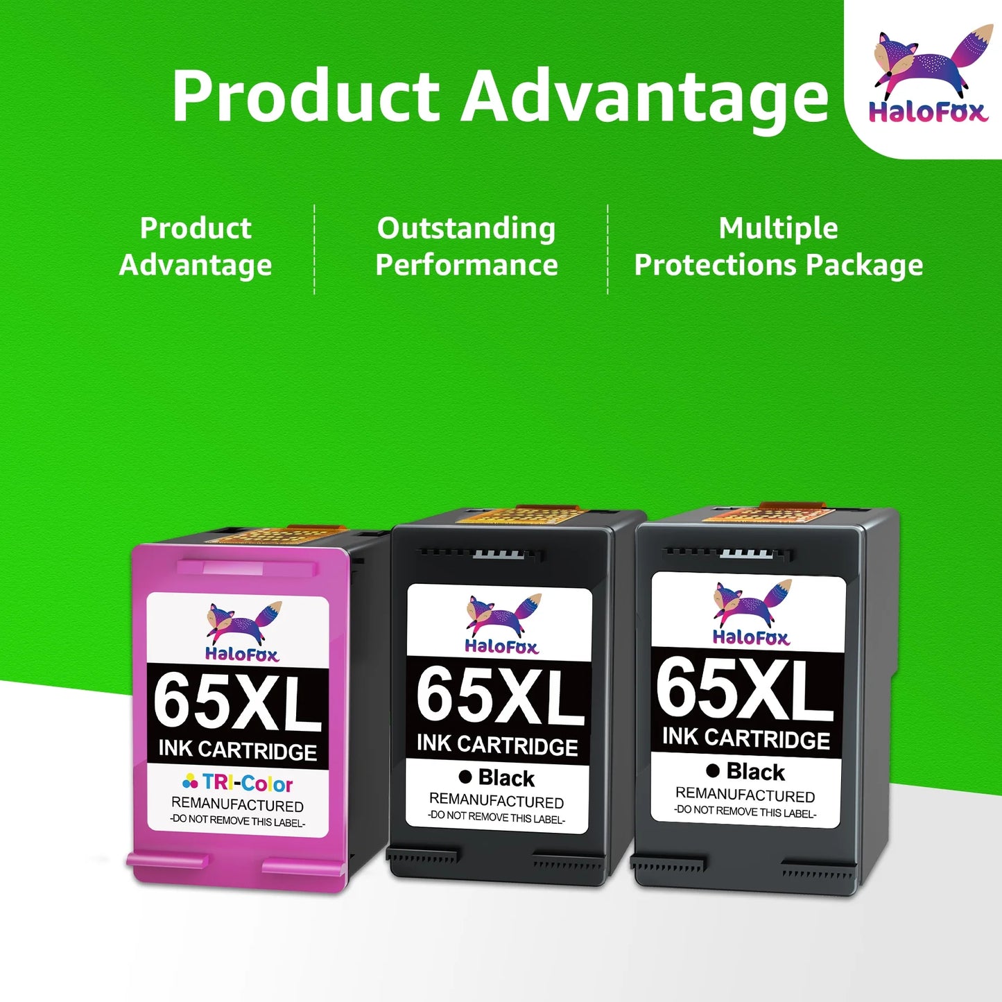 65XL Ink Cartridges for HP Ink 65 for DeskJet 2640 Envy 5000 5055 5052 5014 5010 5070 AMP 100 120 130 Printers (3 Pack)
