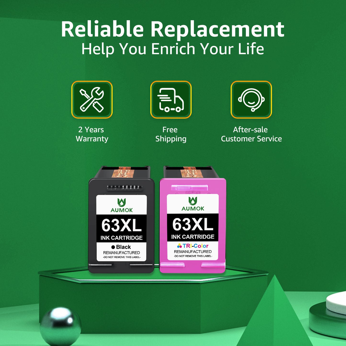 63XL Ink Cartridge Compatible for HP 63 Ink Cartridge Works with for Officejet 3830 4650 5200 5255 Envy 4520 4512 Deskjet 1112 3630