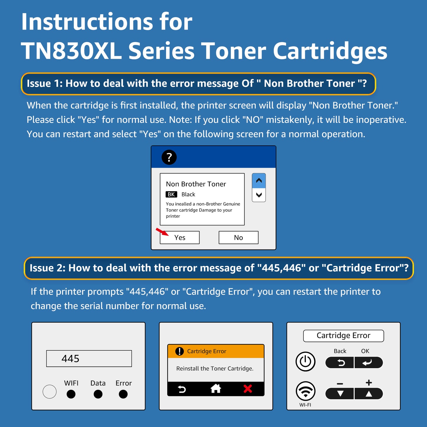 TN830XL Toner Cartridge (4PK) TN830 Replacement for Brother TN830XL Toner for Brother 830XL Toner
