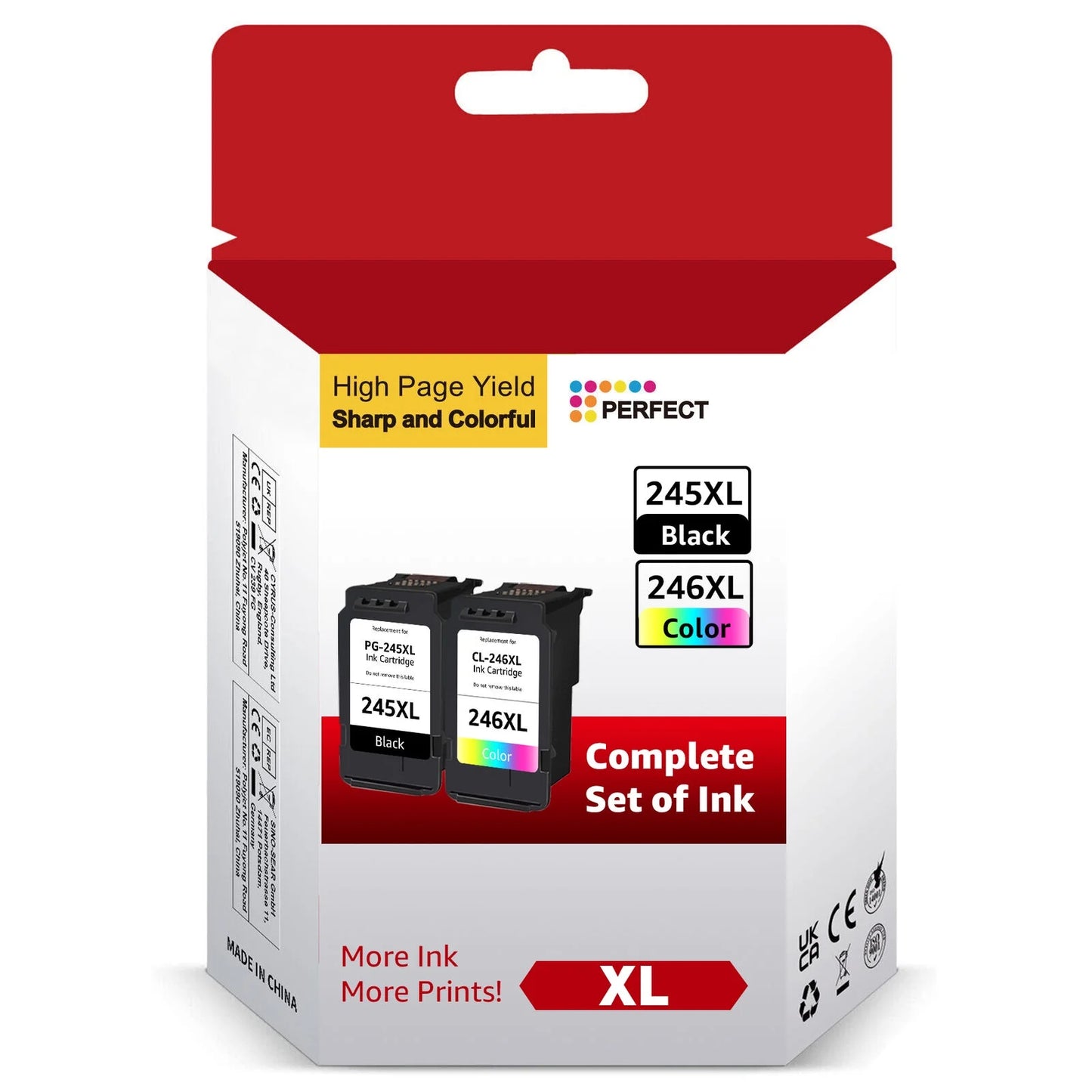 245XL 246XL Ink Cartridges Replacement for Canon Ink MX490 MG2522 MG2920 MG2922 TR4520 TR4522 TR4527 TS3320 TS3322 Printers 2-Pack