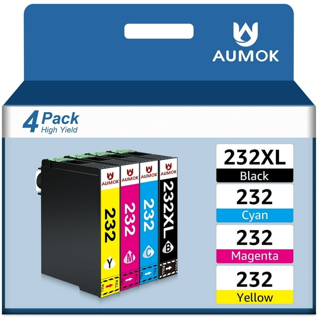 232XL Ink Cartridges for Epson 232XL 232 Ink Cartridges for Epson Workforce WF-2930 WF-2950 Expression XP-4205 XP-4200 Printer (Black,Cyan,Magenta,Yellow4 Pack)