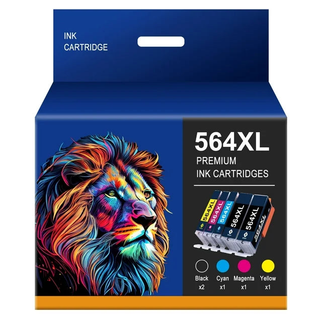 564XL 564 Ink Replacement for HP 564 Ink 5520 5510 Deskjet 3520 Officejet 4620(2 Black 1 Cyan 1 Magenta 1 Yellow,5 Pack)