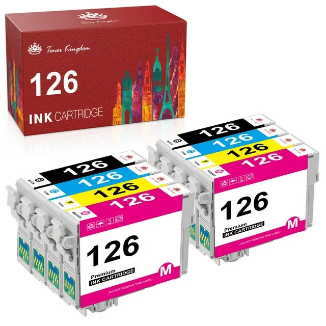 T126 126 Ink Cartridges for Epson 126 XL T126 Black & Color Cartridge(8 Pack)