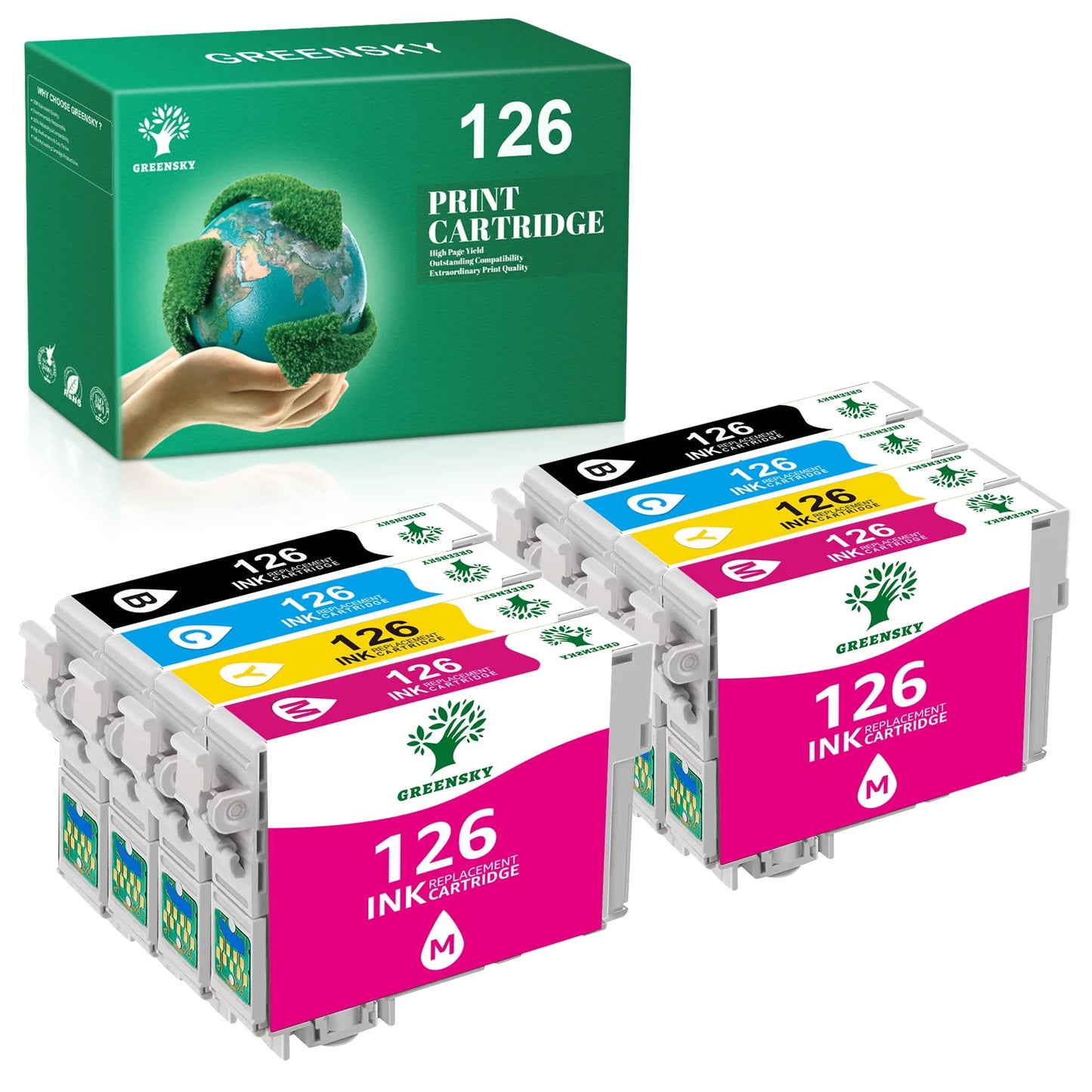 126XL Ink Remanufactured for EPSON (2 Black,2 Cyan,2 Magenta,2 Yellow)