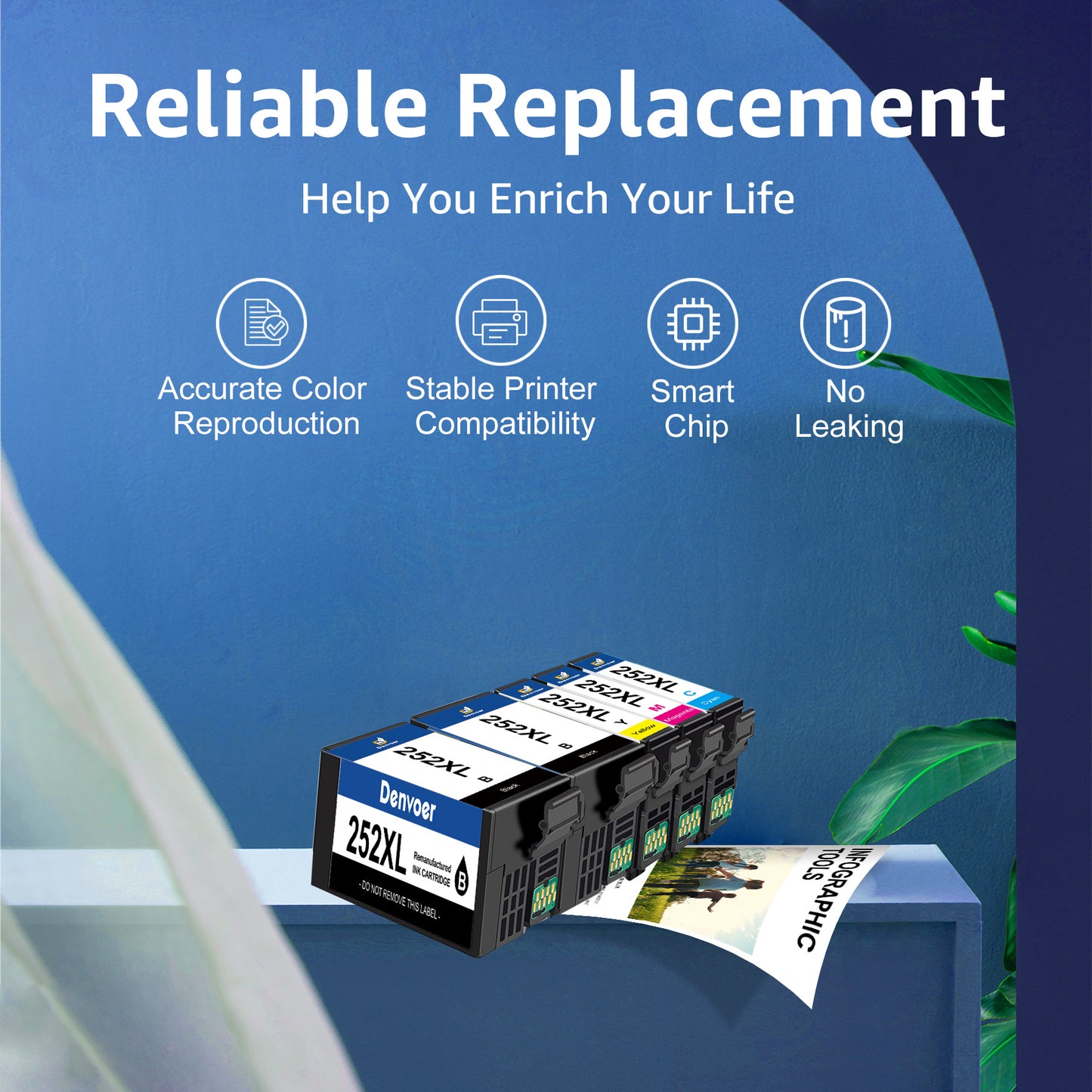 252 Ink for Epson 252 Ink for Epson 252XL Ink Cartridges for WF-7110 WF-7710 WF-7720 WF-3640 WF-3620