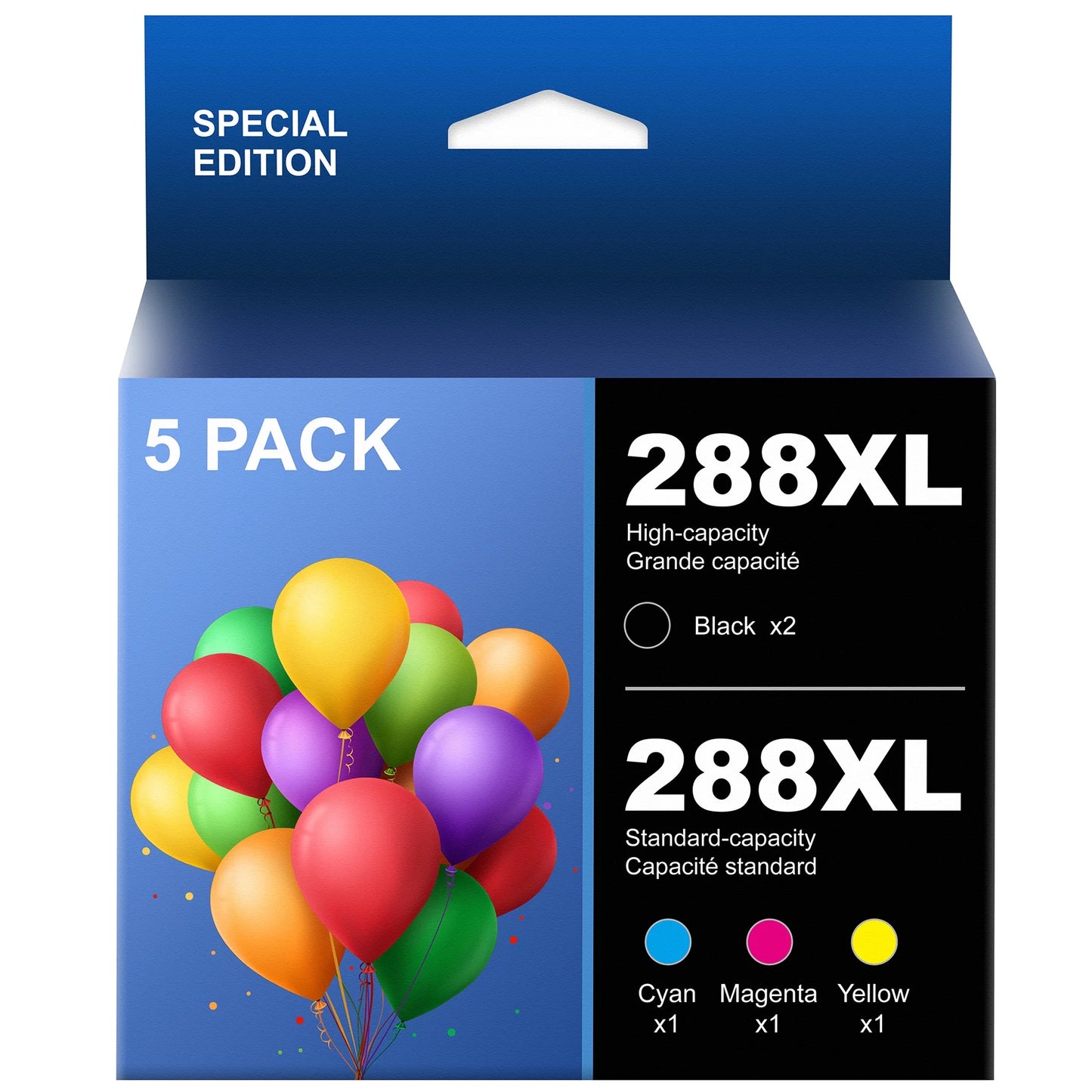 288XL Ink 5 Pack Replacement for Epson 288 XL T288 XP-430 XP-434 Printer (2 Black, Yellow, Magenta, Cyan) with Latest Upgraded Chip