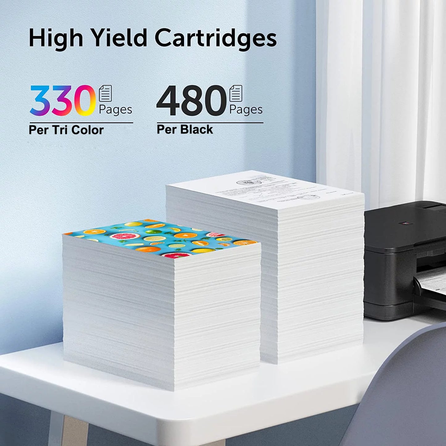 65 XL 65XL Ink Cartridge for HP 65 Black Ink for DeskJet 5000 5055 5052 5014 5010 5070 AMP 100 120 130 Printers (2 Pack)