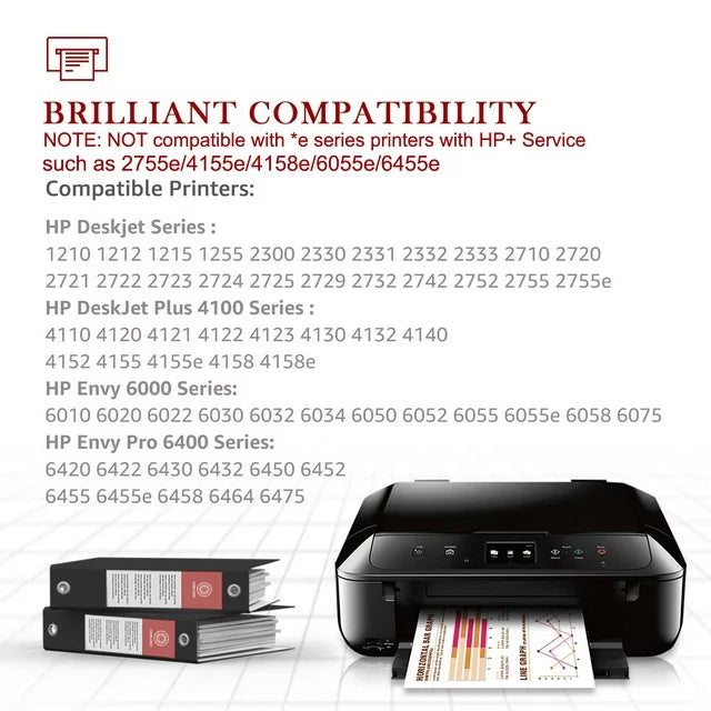 High YIeld 67XL Ink Cartridge replacement for DeskJet 1255 2732 2752 2755 4140 4152 4155 (1 Pack)