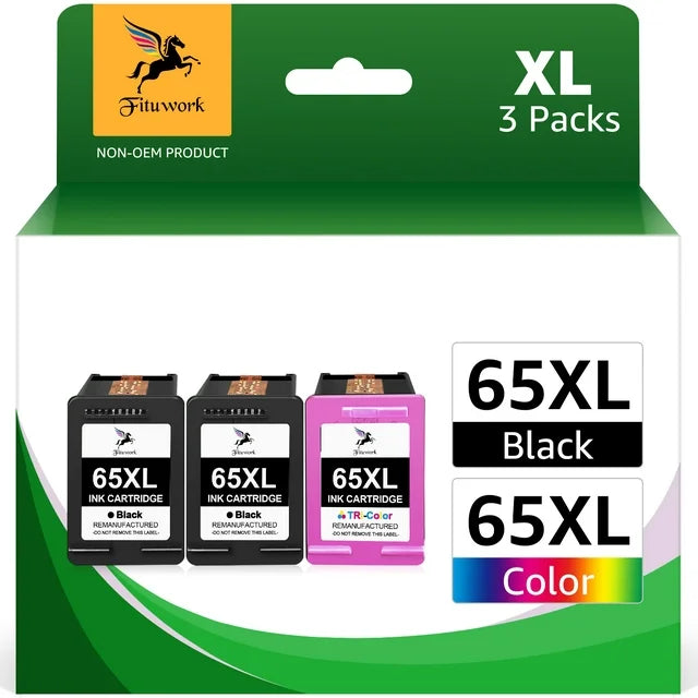 65xl Ink Cartridge for HP 65 Ink Cartridge(2 Black,1 Tri-Color)