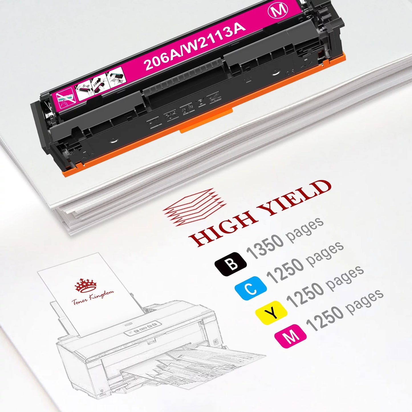 TONER KINGDOM Compatible Toner Cartridge(No P Color Pro MFP M283FDW M255DW M283CDW M283 M255 Printer Ink (Black Cyan Yellow Magenta, 4-Pack)