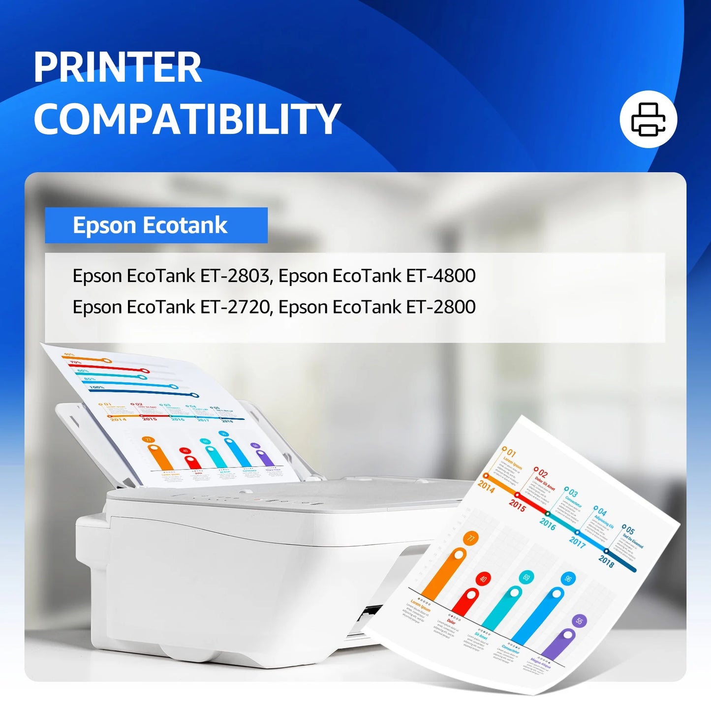 522 Ink Bottle Compatible for Epson 522 Ink Bottles Work for Epson Ecotank ET-2803 ET-4800 ET-2800 Printers(4 Pack)