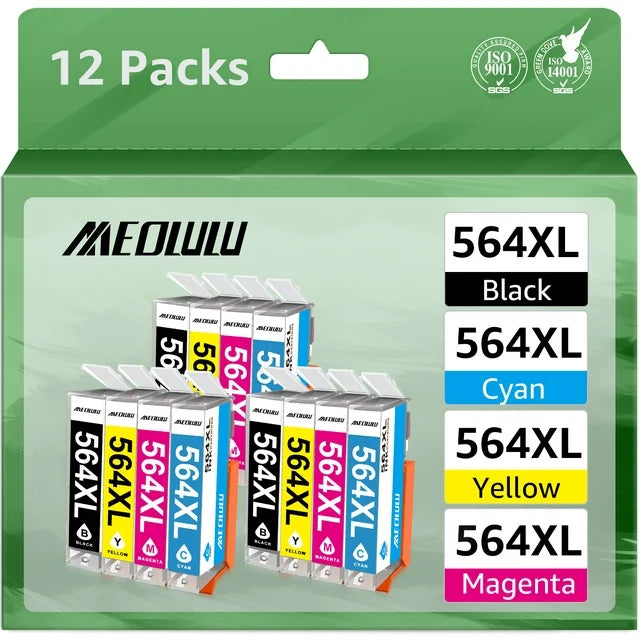 564XL 564 Ink Cartridge Replacement for HP 5520 5510 Deskjet 3520 Officejet 4620 (3 Black 3 Cyan 3 Magenta 3 Yellow,12 Pack)