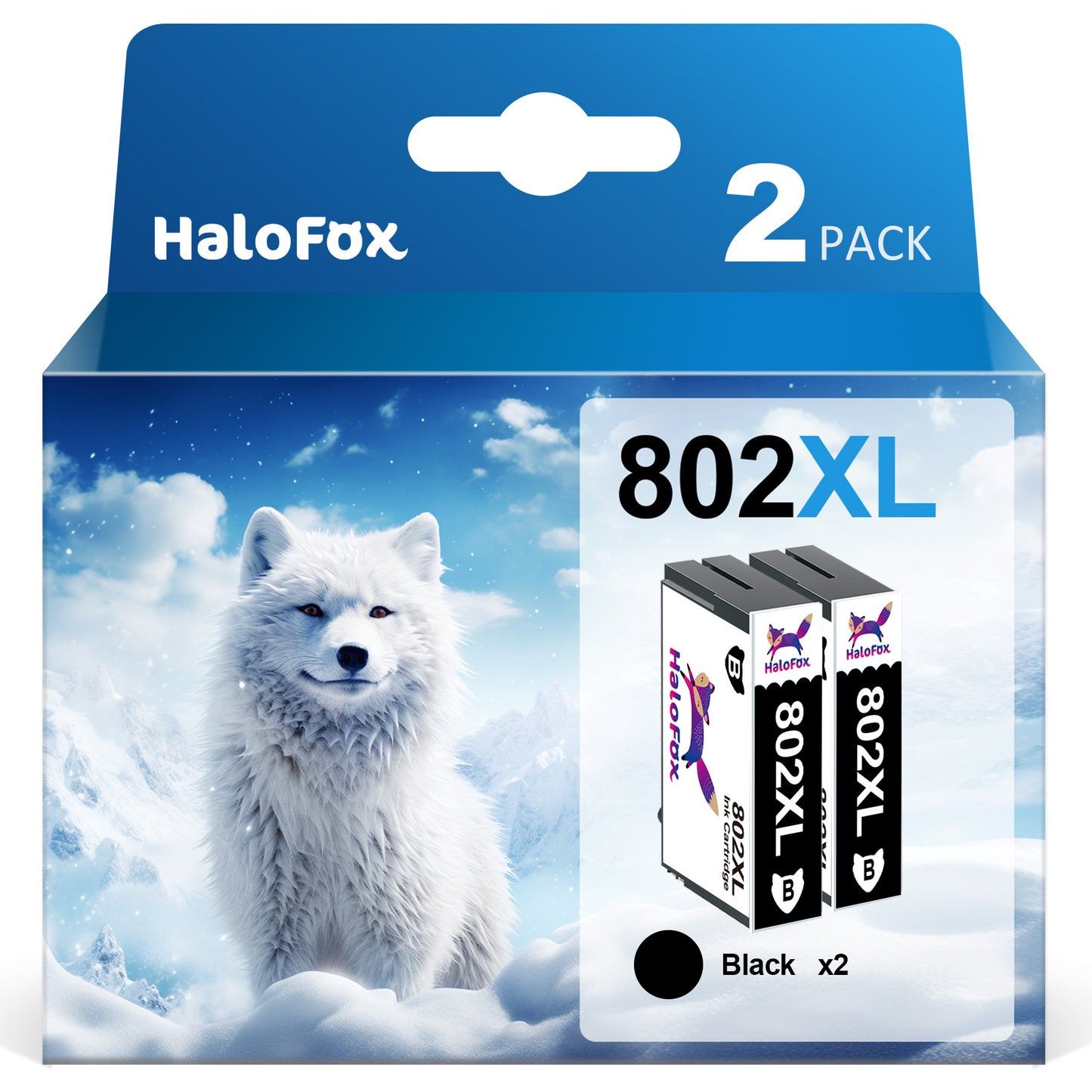 802XL Black Ink Cartridge for Epson ink 802 XL WF-4720 WF-4734 Printer (2 Black)