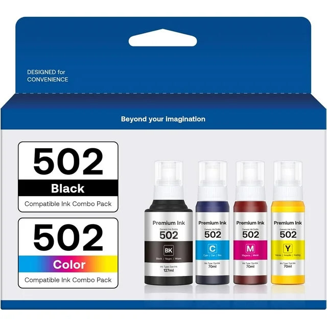 502 Ink Bottles for EcoTank High Yield T502 502 3700 ET-3710 ET-15000 ST-3000