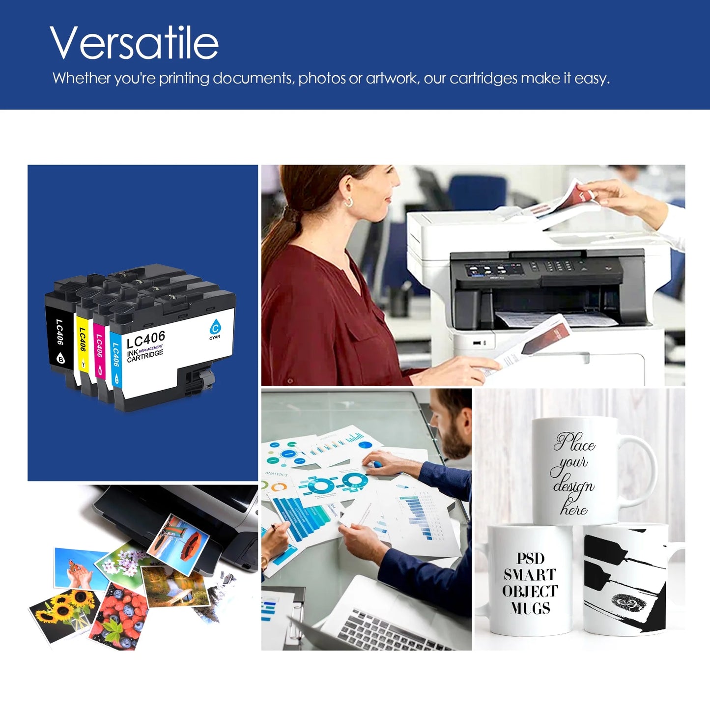 LC406 Ink Cartridges for Brother Printer for Brother LC406 Ink Cartridge Replacement with Brother MFC-J4335DW XL, MFC-J6555DW, MFC-J4345DW XL, MFC-J5855DW, MFC-J4535DW XL,MFC-J6955DW (4 Packs)