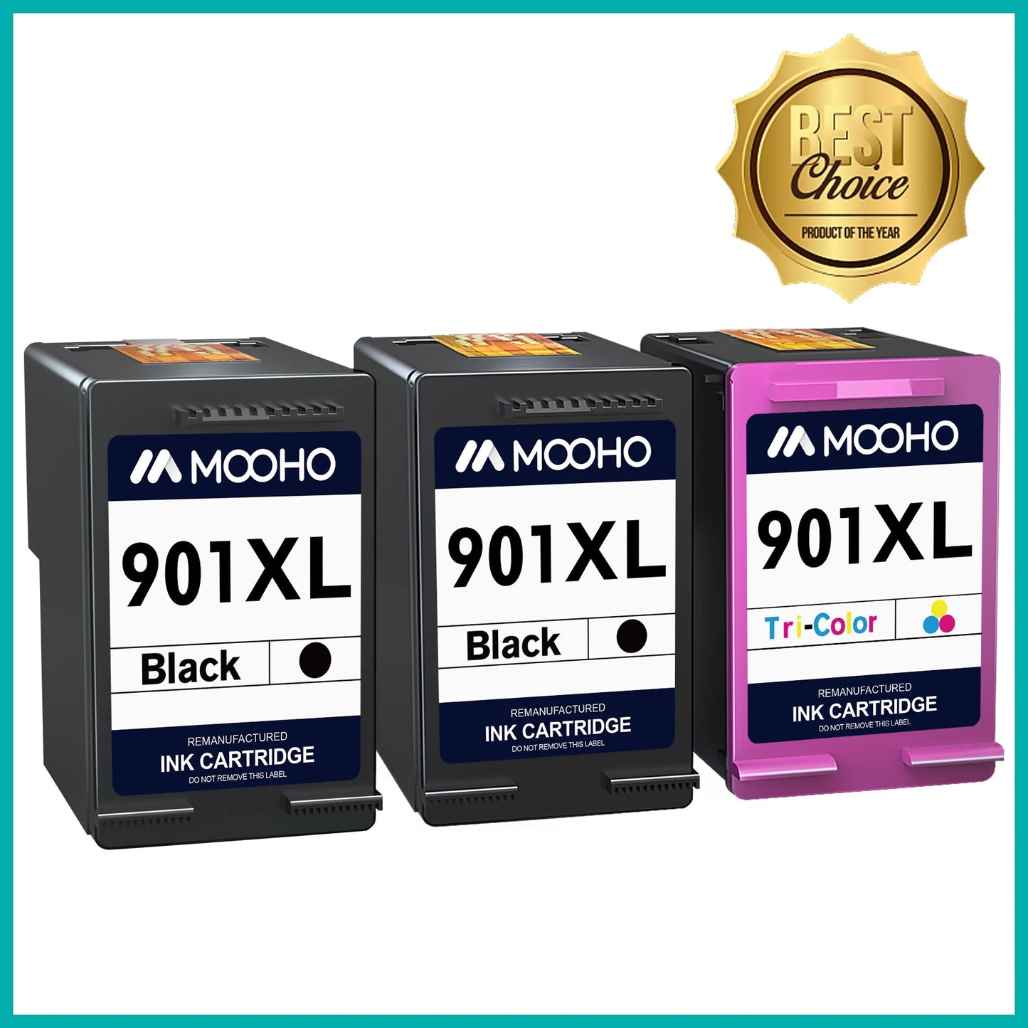901 Ink Cartridge for HP 901 901XL for HP Officejet(2 Black 1 Tri-Color)