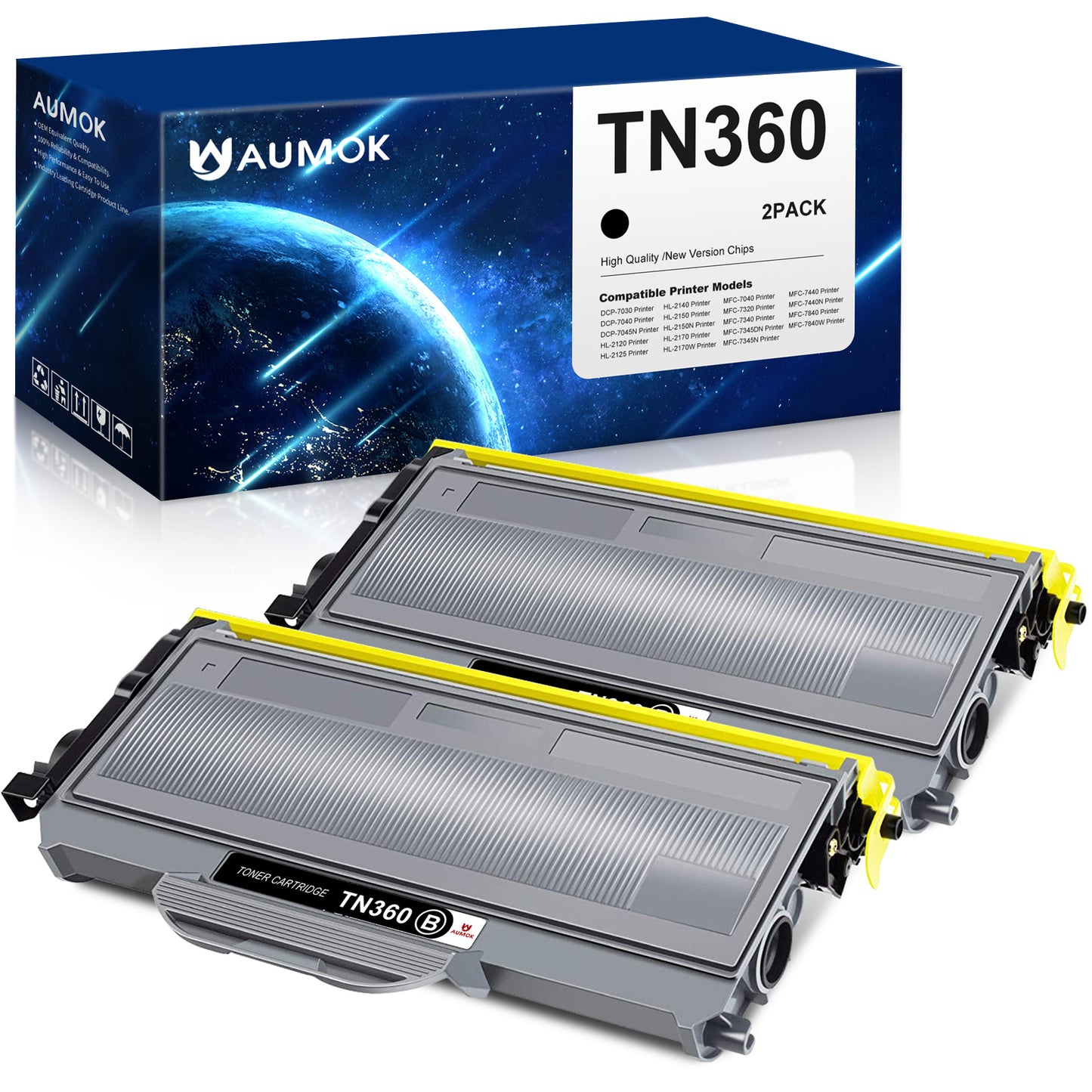 TN360 TN330 Toner Cartridge Replacement for Brother TN360 TN-360 TN330 for Brother HL-2170W HL-2140 MFC-7840W MFC-7340 MFC-7345N DCP-7040 DCP-7030 DCP-7045N(2 Pack)