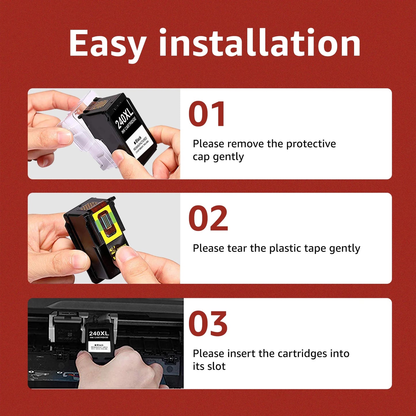 240XL Black Ink Cartridge Replacement for Canon Ink 240 for PIXMA MG3620 MG3520 MG3220 MG3222 TS5120 MX532 MX452 MX472 MX432 (1 Black)