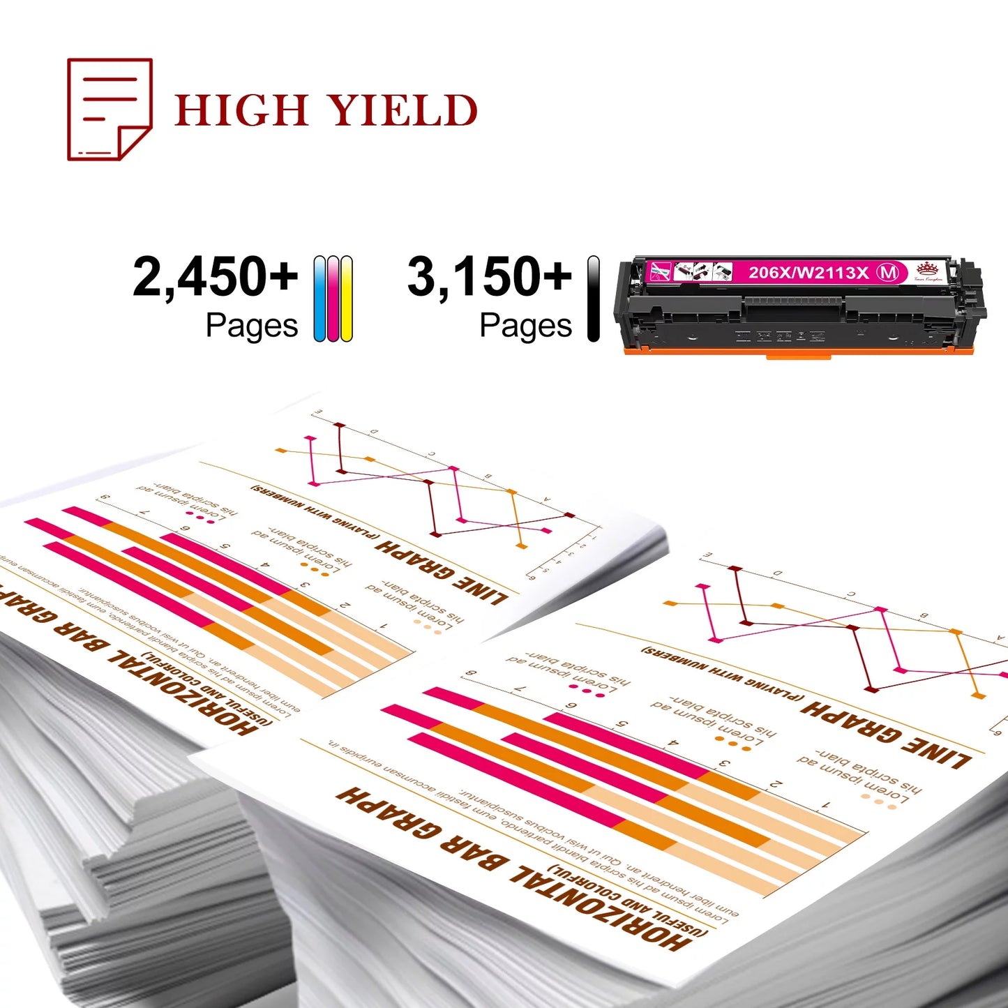 206A 206X Toner Cartridge(with Chip) for HP 206A 206X M255dw M283 M255 Toner Printer (Black Cyan Yellow Magenta, 4-Pack)