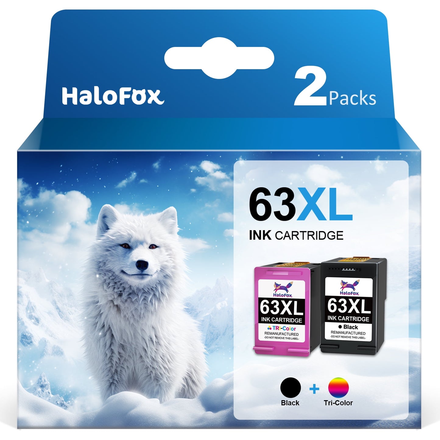 HaloFox 63XL Ink Cartridges Replacement for HP Ink 63 (2 Pack)