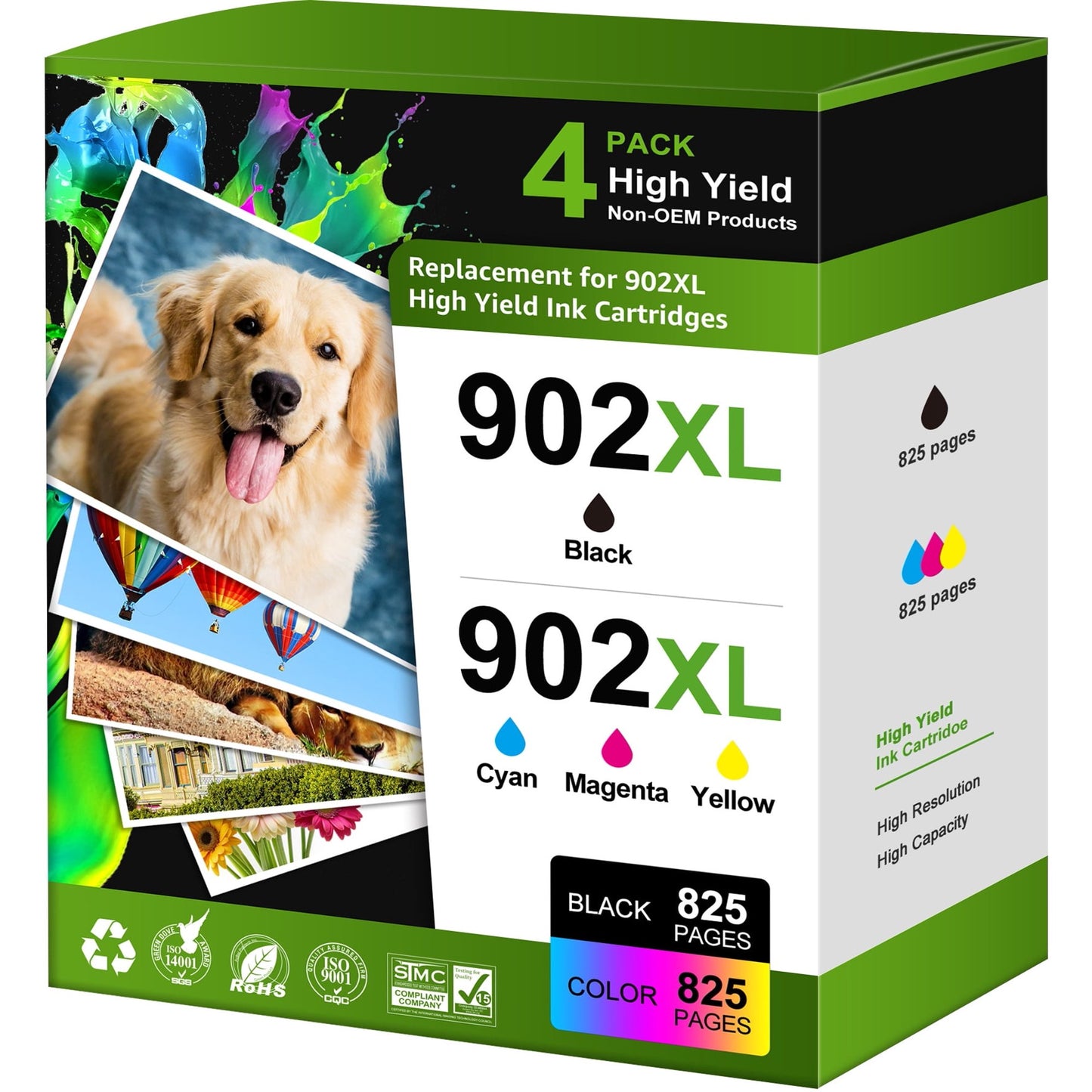 902XL Ink Compatible for HP 902 Ink Cartridges Use for HP Officejet Pro 6978 Officejet 6962 Ink (4 Pack)