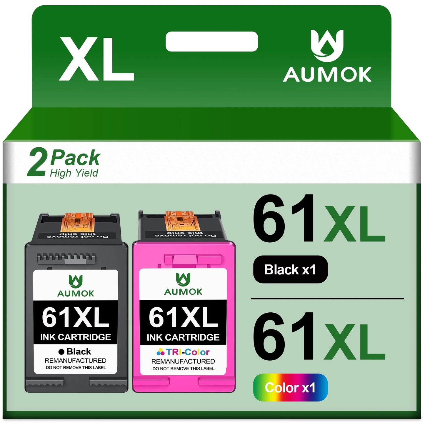 61XL Ink Cartridges Replacement for HP 61 Ink 61XL Ink Use with HP Envy 4500 5530 5534 5535 Deskjet 1000 1056 1010 1510 1512 2540 3050 3050A Officejet 2620 Printer (Black and Color, 2-Pack)