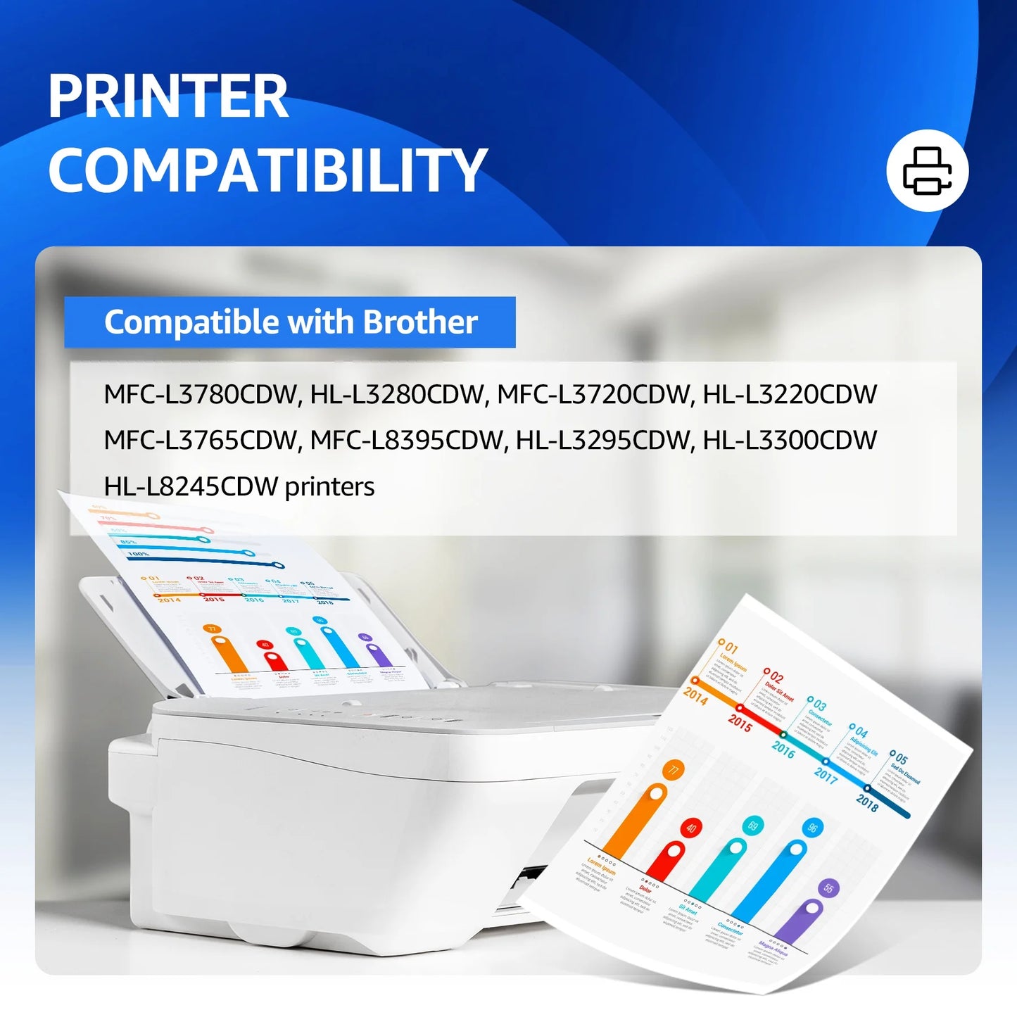TN229 Toner Cartridge TN229XL Compatible with Brother MFC-L3780CDW HL-L3280CDW HL-L3220CDW MFC-L3720CDW HL-L3295CDW HL- L3300CDW HL-L8245CDW Printers(4 Pack PK/C/Y/M)