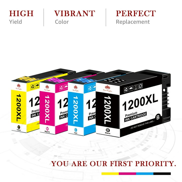 1200XL 1200 Ink cartridges for Canon PGI-1200XL PGI-1200 XL Compatible for MAXIFY MB2320 MB2020 MB2720 MB2120 MB2050 Printer (2 Black, Cyan, Magenta, Yellow, 5-Pack)