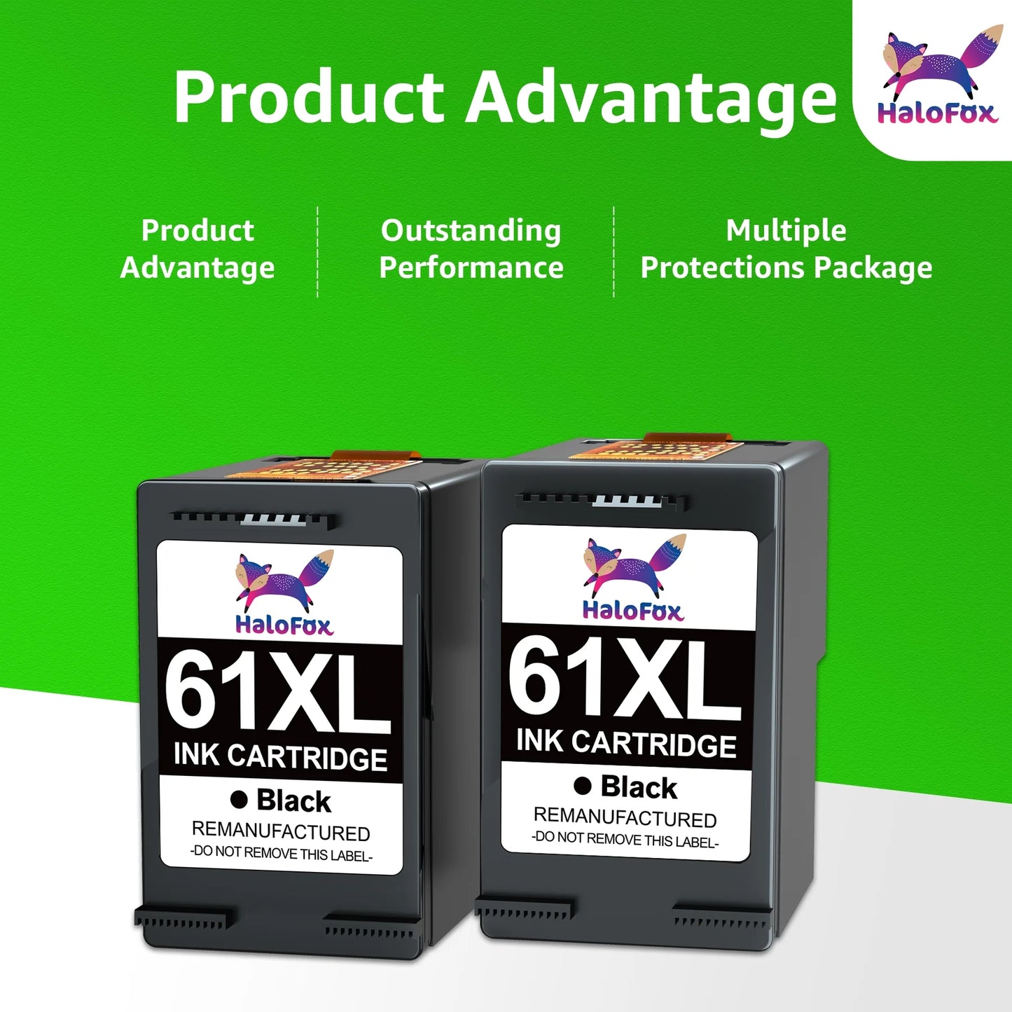 61 Black Ink Cartridge Compatible for HP 61 Black Ink HP Ink 61 for HP Envy 4500 5530 Officejet 4630 Deskjet 2541(Black, 2-Pack)