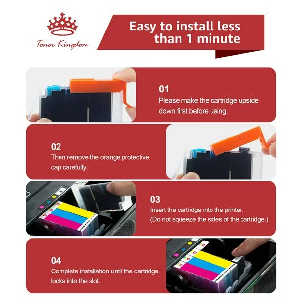 Tonerkingdom 902 XL Ink Cartridge Replacement for HP Printers (Black Cyan Magenta Yellow, 4 Pack)