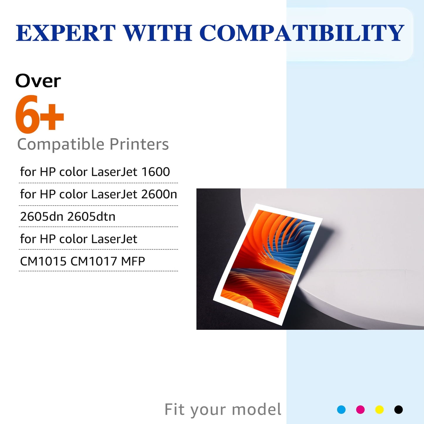 HaloFox Compatible For 4 Pack Q6000A 1/2/3A Color Toner For HP 124A LaserJet cm1015mfp cm1017 cm1017mfp Printer