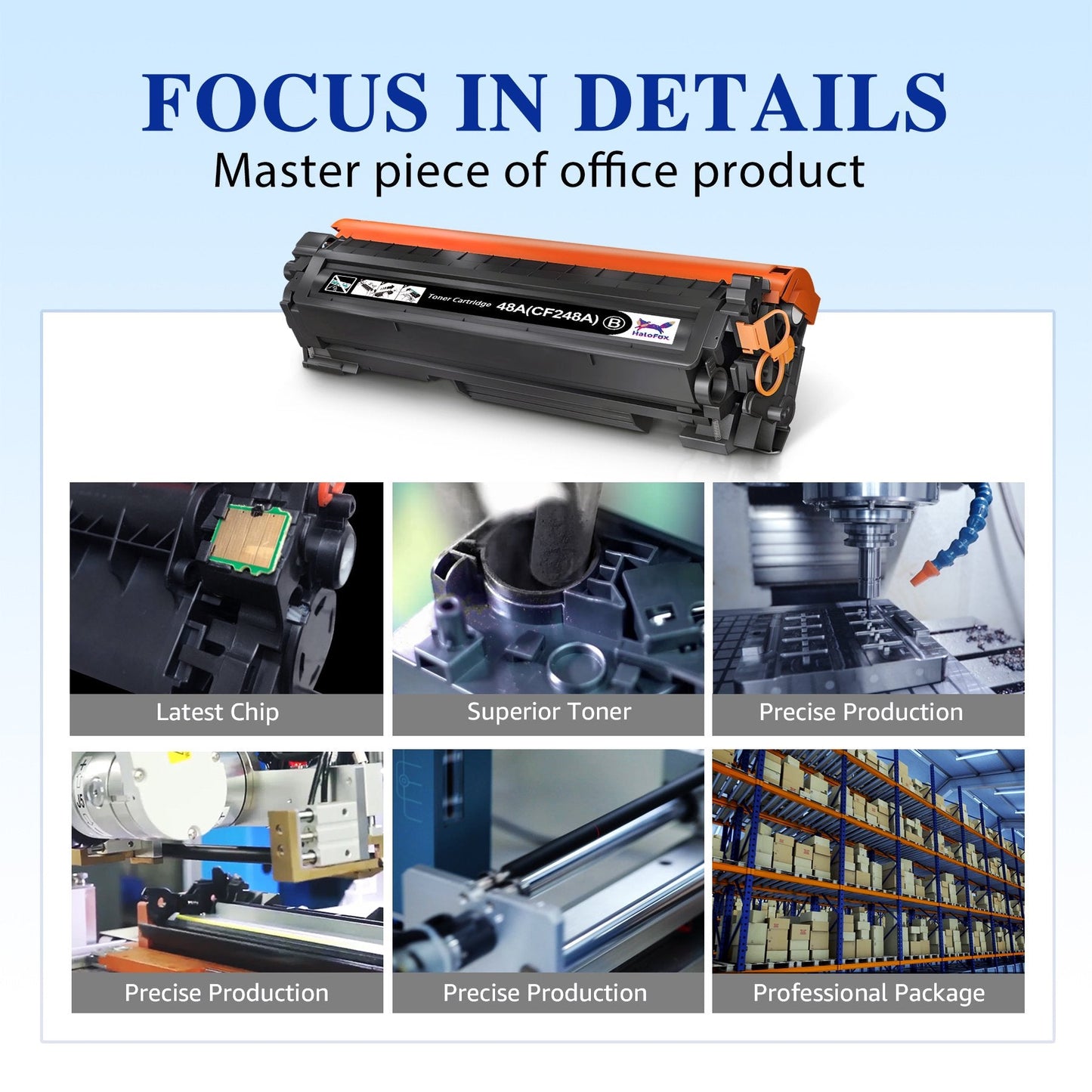 HaloFox 48A CF248A 248 A toner cartridge Compatible for HP(4 Black)
