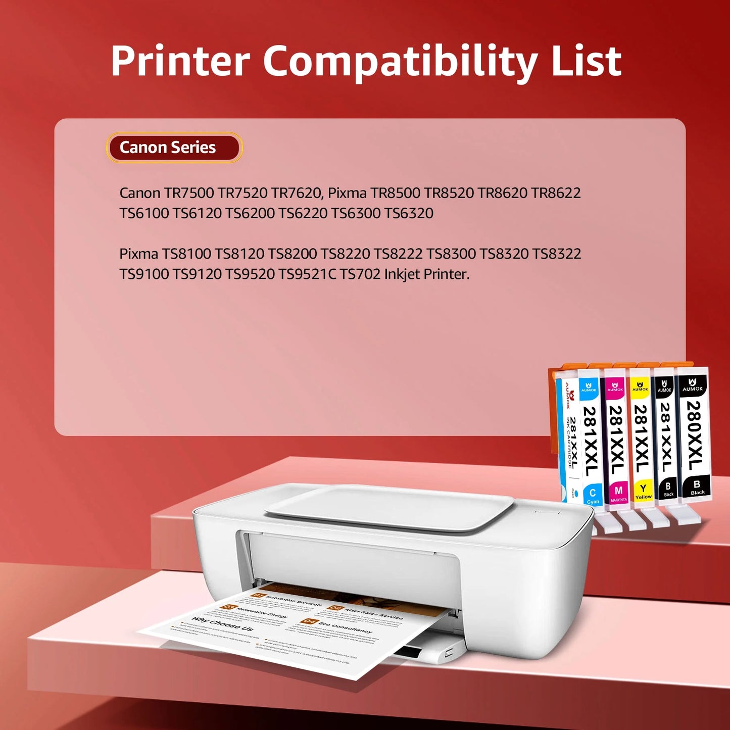 280XXL 281XXL Ink Cartridges Compatible for Canon 280 and 281 Ink Work for Pixma TR8520 TR8620a TS8120 TS9120 Ink