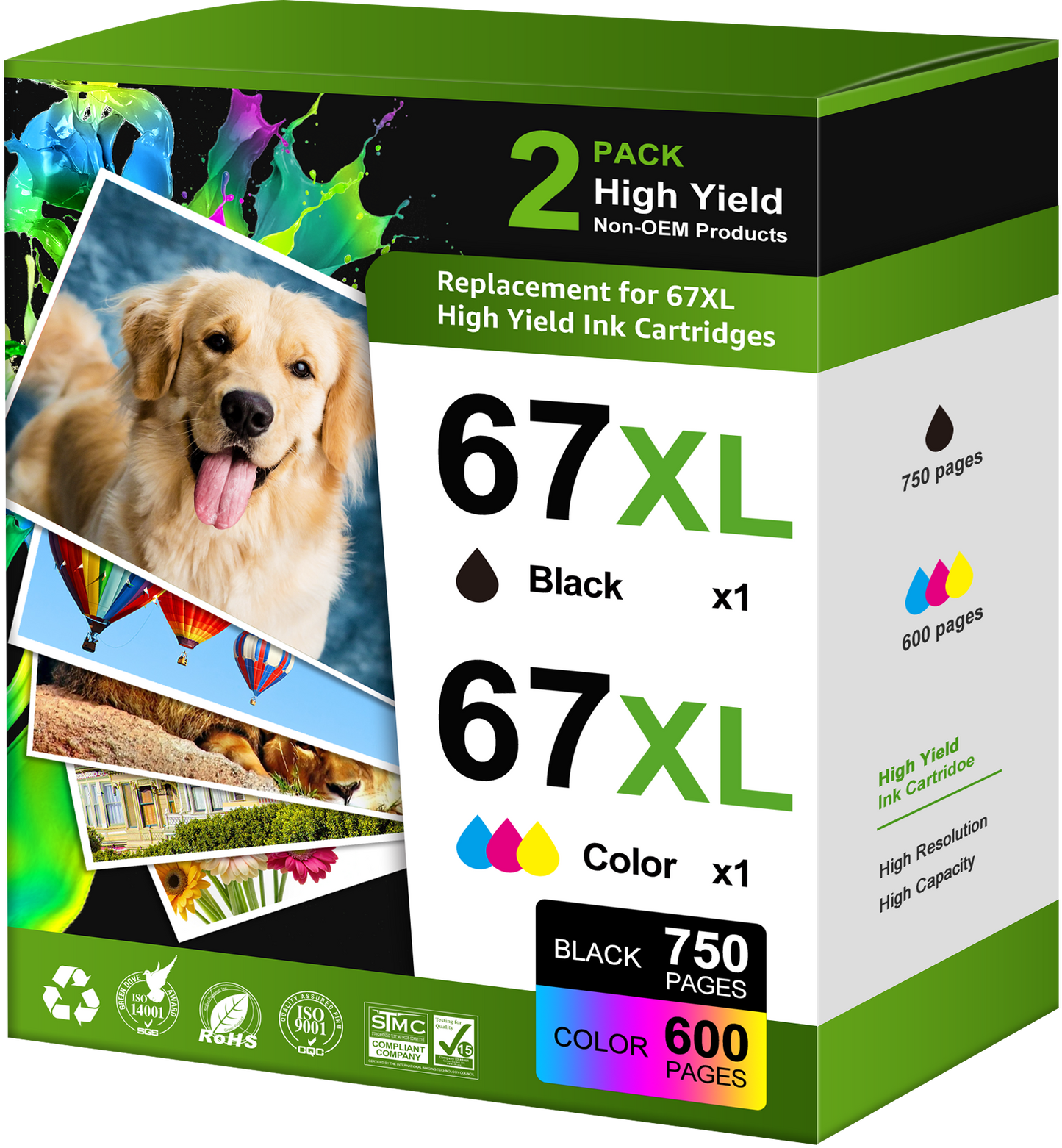 67 Ink Compatible for 67 Ink Cartridges for Ink 67 DeskJet 2755e 2855e 4155e 4255e 6055e 6065e