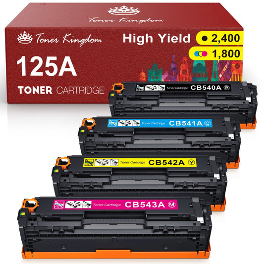 125A Compatible Toner Cartridge Replacement for HP 125A CB540A CB541A CB542A CB543A Color Laserjet CM1312 MFP CM1312nfi CP1215 CP1515n CP1518ni Printer (Black, Cyan, Yellow, Magenta, 4-Pack)