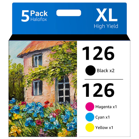126XL T126 126 Ink Cartridge Replacement for  WF-3520 WF-3530 WF-3540 WF-7010 WF-7510 (2 Black, 1 Cyan, 1 Magenta, 1 Yellow)