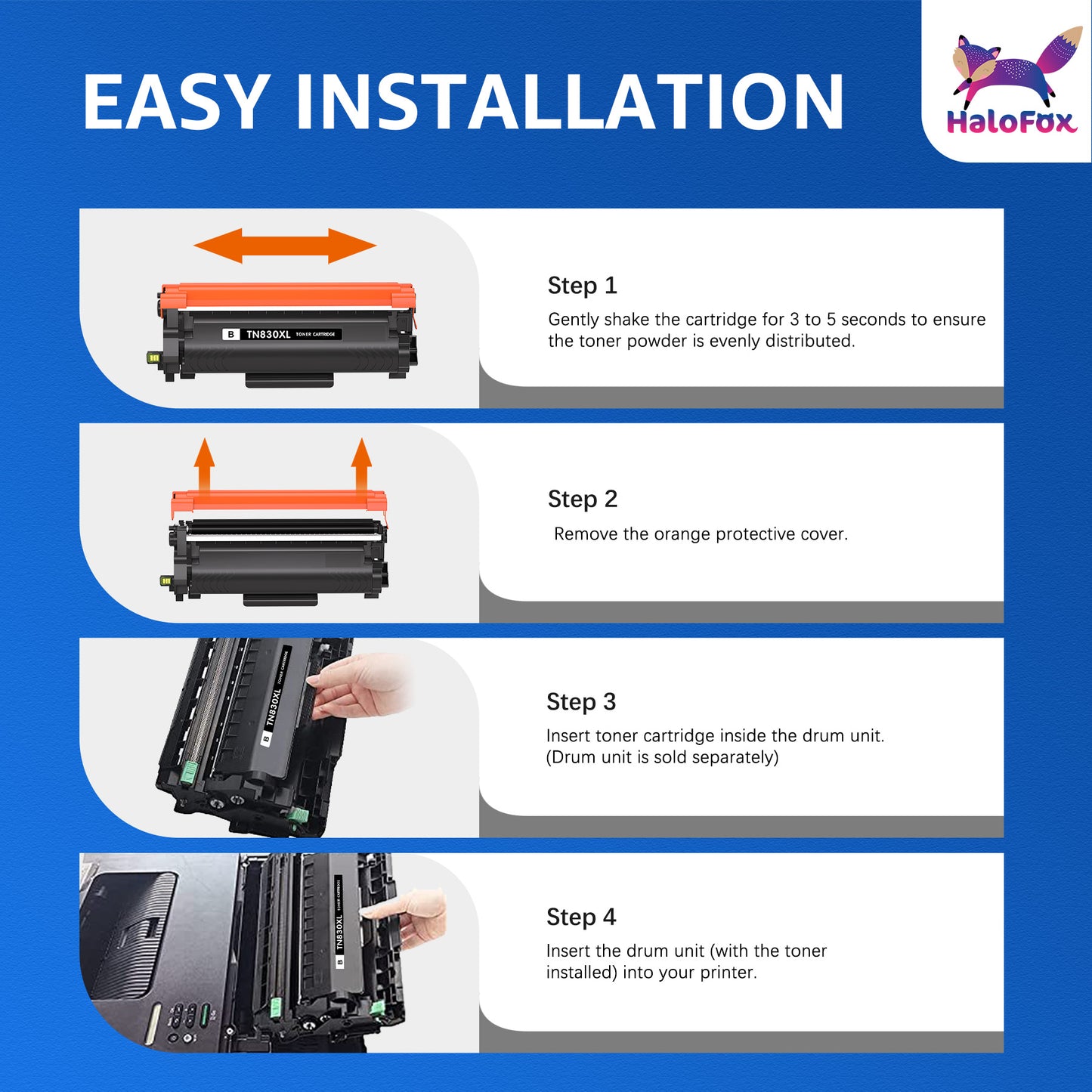 HaloFox TN830XL Toner Cartridge for Brother 830XL Toner for Brother TN830XL Toner TN830 Toner (2PK)