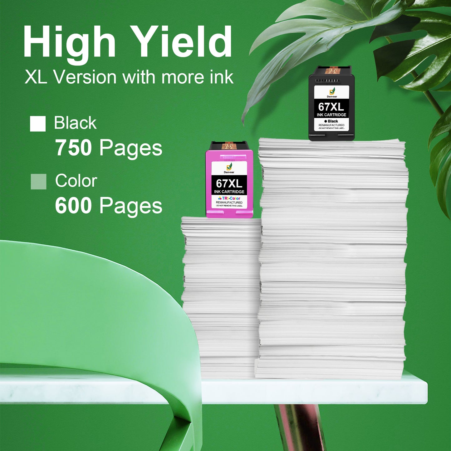 67 Ink Compatible for 67 Ink Cartridges for Ink 67 DeskJet 2755e 2855e 4155e 4255e 6055e 6065e