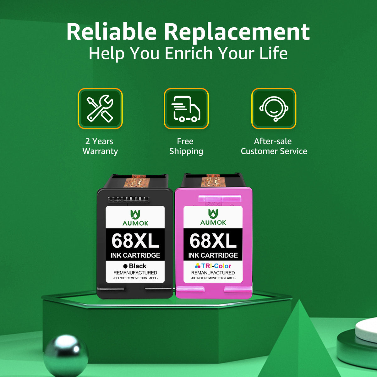 68XL Ink Cartridges Combo Pack Compatible for Hp 68 Ink Cartridges for HP Envy 6155e 6555e DeskJet 2955