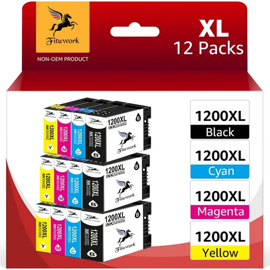 12-Pack PGI 1200XL Ink Cartridge Replacement for Canon (3 Black + 3 Cyan + 3 Magenta + 3 Yellow)