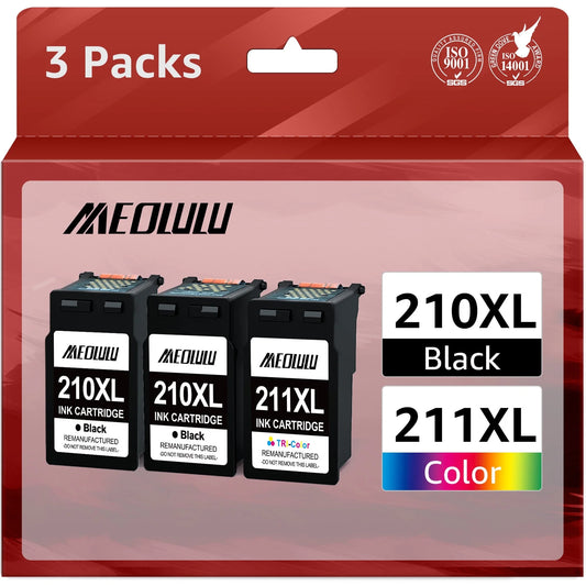 210XL 211XL Ink Cartridge Replacement for Canon(2 Black 1 Color)