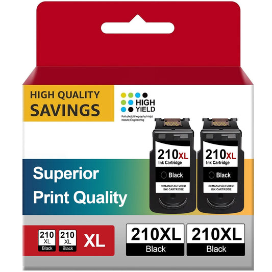 210XL Ink Cartridges Replacement for Canon PG-210 XL 210 Black Ink to Use with PIXMA MP230 MP240 MP250 MP260 MP270 MP490 MP495 MX320 MX350 IP2700 IP2702 (2-Pack)