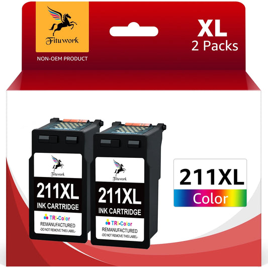 211 XL Ink Cartridge Color Compatible with Canon(2 Tri-Color Pack)