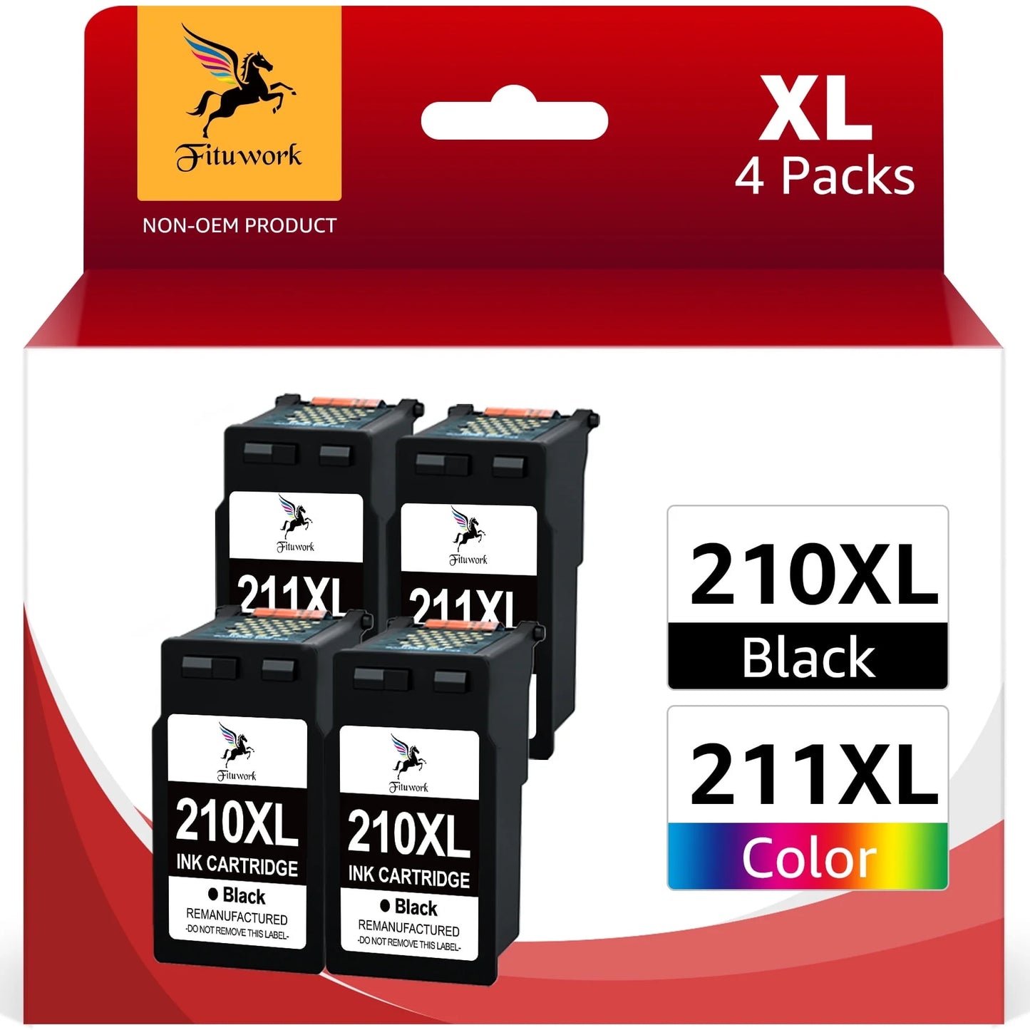 211XL 210XL Ink Cartridge Replacement for Canon Ink(2 Black 2 Tri-Color)