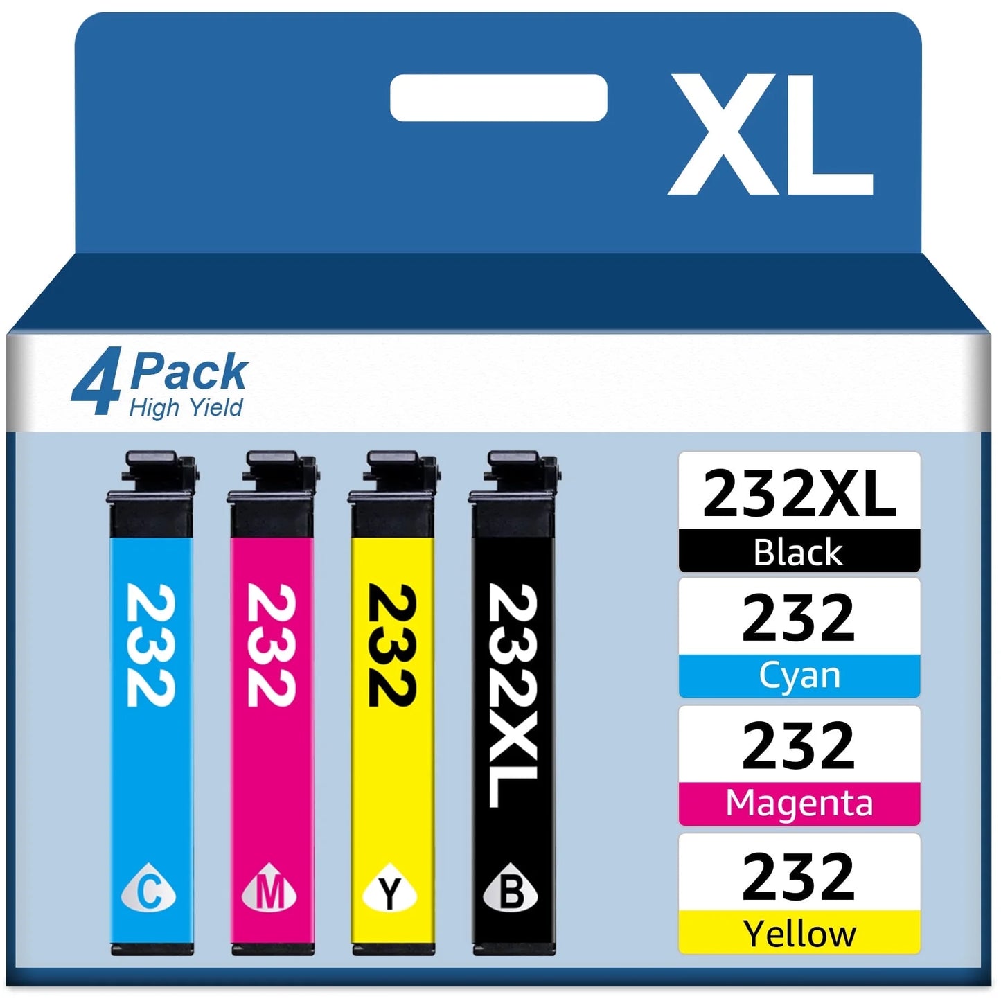 232 Ink Cartridges Compatible for Epson 232XL Ink Cartridge Combo Pack Work with Epson XP-4200 XP-4205 Workforce WF-2930 WF-2950 ( Black, Cyan, Magenta, Yellow, 4Pack)