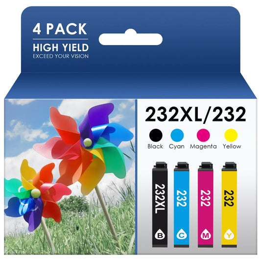 232 Ink Cartridges Compatible for Epson 232XL Ink Cartridge Combo Pack Work with Epson XP-4200 XP-4205 Workforce WF-2930 WF-2950 ( Black, Cyan, Magenta, Yellow, 4Pack)