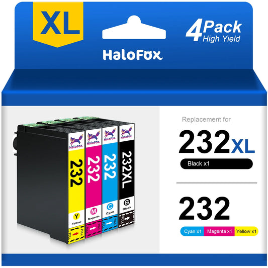 232XL Ink Cartridges Combo Pack Replacement for Epson 232 Ink Cartridge 232XL for Expression Home XP-4200 XP-4205 Workforce WF-2930 WF-2950 (1 Black, 1 Cyan, 1 Magenta, 1 Yellow)