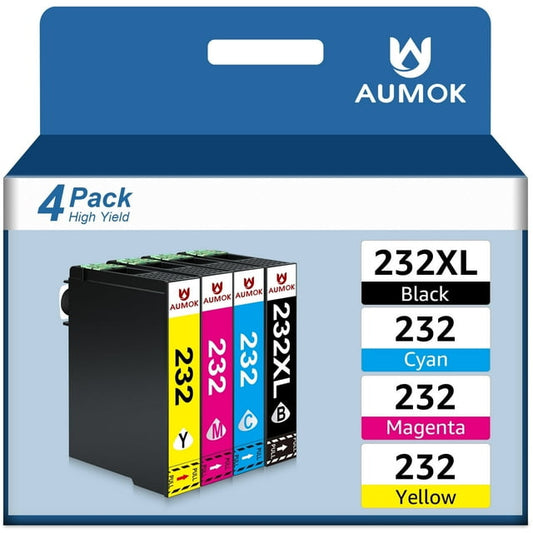 232XL Ink Cartridges for Epson 232XL 232 Ink Cartridges for Epson Workforce WF-2930 WF-2950 Expression XP-4205 XP-4200 Printer (Black,Cyan,Magenta,Yellow4 Pack)