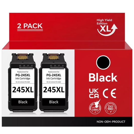 245XL Ink Cartridge for Canon 245 245XL PG-245XL 243  MX492 TS3120 MG2520 MG2525 MG3022 MG2922 Printer (2 Black)