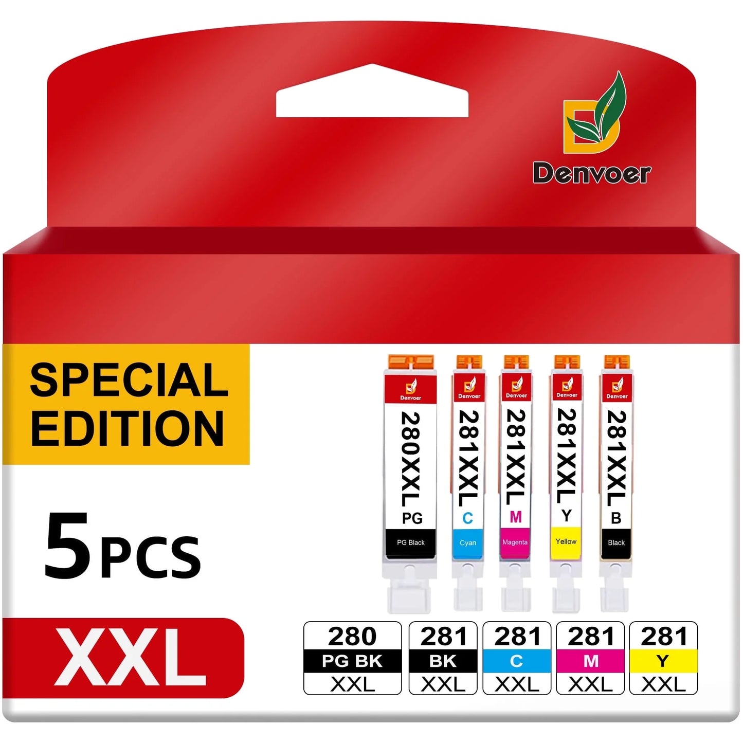 280XXL 281XXL Ink Cartridge for Canon ink 280  TR8500 TS8222 TS8320 TS8322 TS8120 TS9120 Printer (5-Pack)